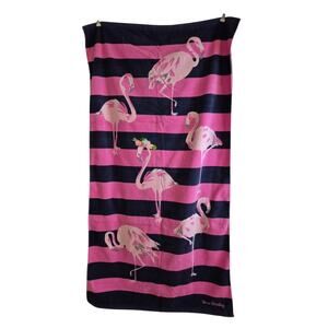 Vera Bradley Oversized Beach Towel - Flamingo Garden Navy & Pink Stripe - HTF